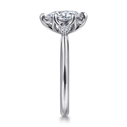 Blaise - 14K White Gold Pear Shape Three Stone Diamond Engagement Ring