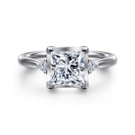 Blaise - 14K White Gold Princess Cut Three Stone Diamond Engagement Ring