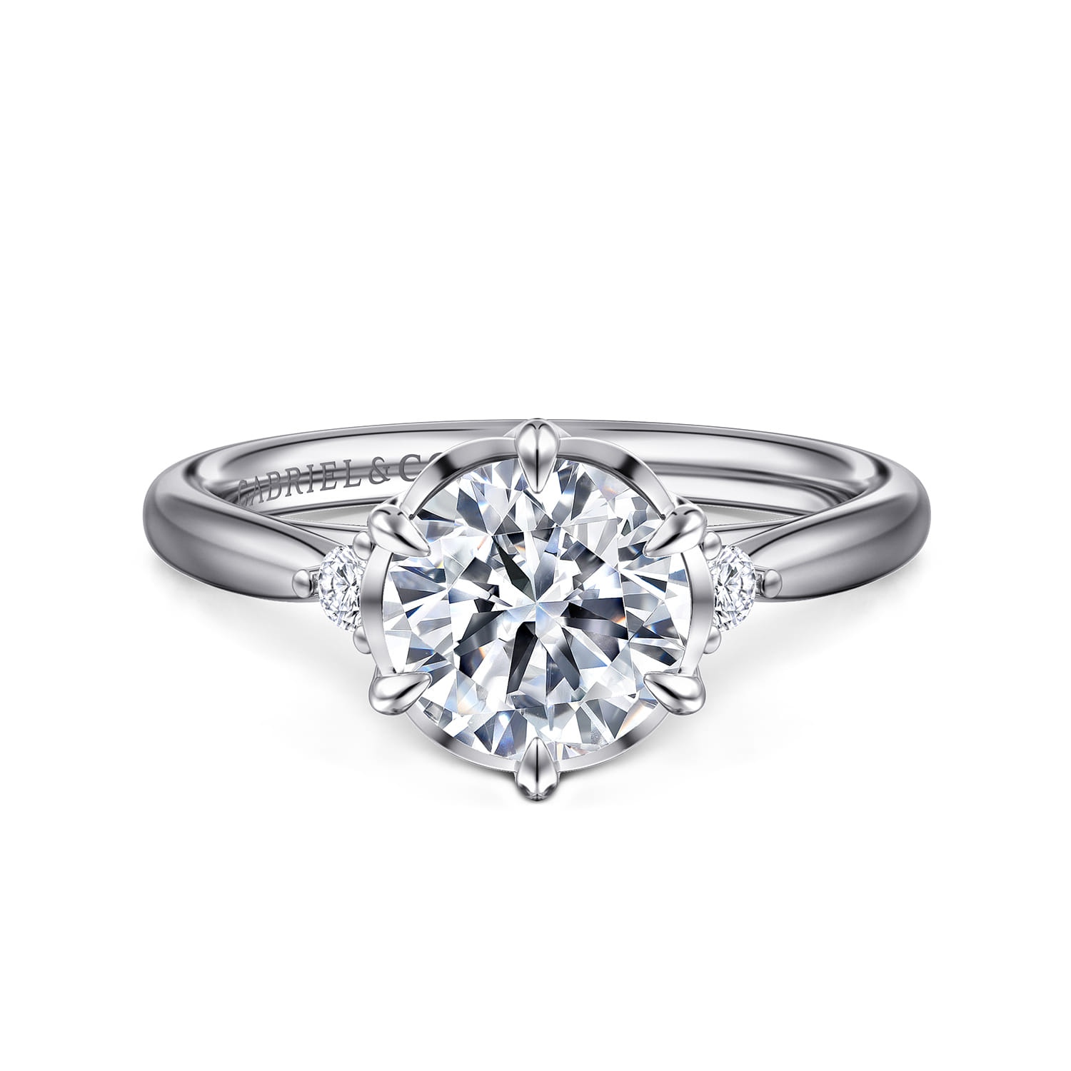 Blaise - 14K White Gold Round Three Stone Diamond Engagement Ring