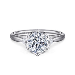 Blaise - 14K White Gold Round Three Stone Diamond Engagement Ring