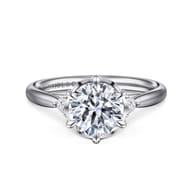 Blaise - 14K White Gold Round Three Stone Diamond Engagement Ring