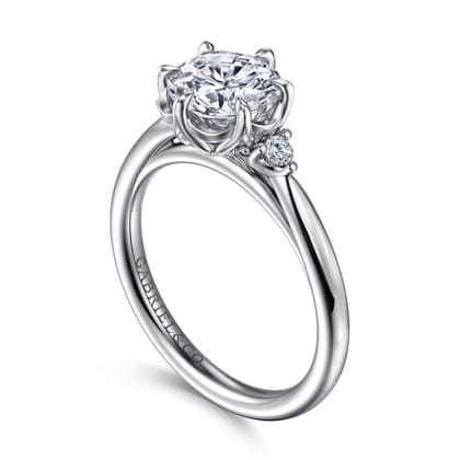 Blaise - 14K White Gold Round Three Stone Diamond Engagement Ring