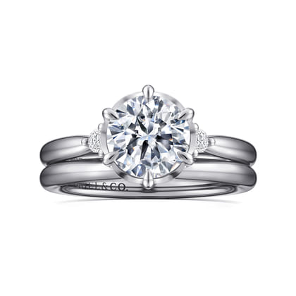 Blaise - 14K White Gold Round Three Stone Diamond Engagement Ring