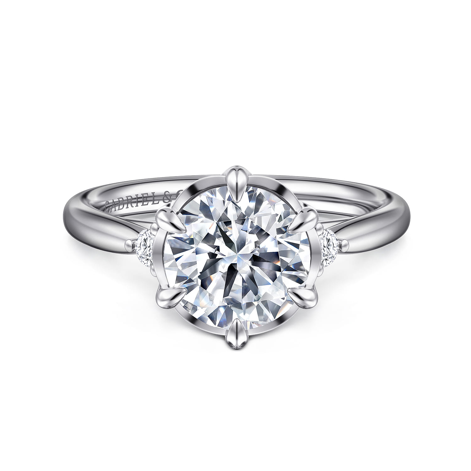 Blaise - 14K White Gold Round Three Stone Diamond Engagement Ring