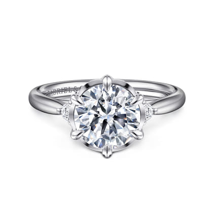 Blaise - 14K White Gold Round Three Stone Diamond Engagement Ring