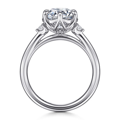 Blaise - 14K White Gold Round Three Stone Diamond Engagement Ring