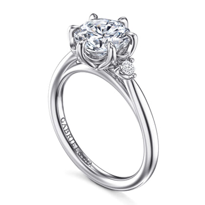 Blaise - 14K White Gold Round Three Stone Diamond Engagement Ring