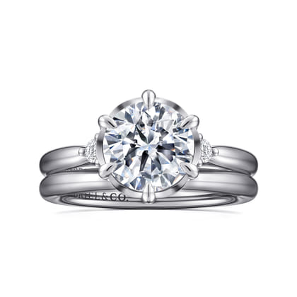 Blaise - 14K White Gold Round Three Stone Diamond Engagement Ring