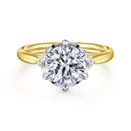 Blaise - 14K White-Yellow Gold Round Three Stone Diamond Engagement Ring