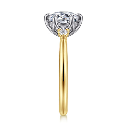Blaise - 14K White-Yellow Gold Round Three Stone Diamond Engagement Ring