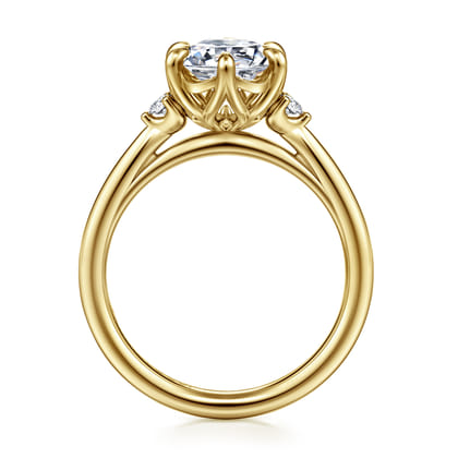Blaise - 14K Yellow Gold Oval Three Stone Diamond Engagement Ring