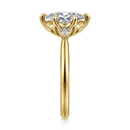 Blaise - 14K Yellow Gold Oval Three Stone Diamond Engagement Ring