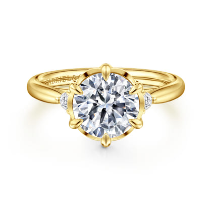 Blaise - 14K Yellow Gold Round Three Stone Diamond Engagement Ring