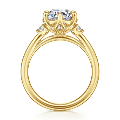 Blaise - 14K Yellow Gold Round Three Stone Diamond Engagement Ring