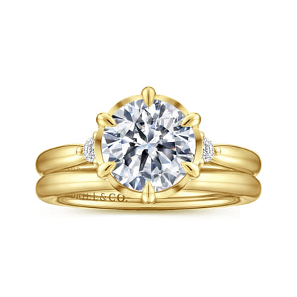 Blaise - 14K Yellow Gold Round Three Stone Diamond Engagement Ring