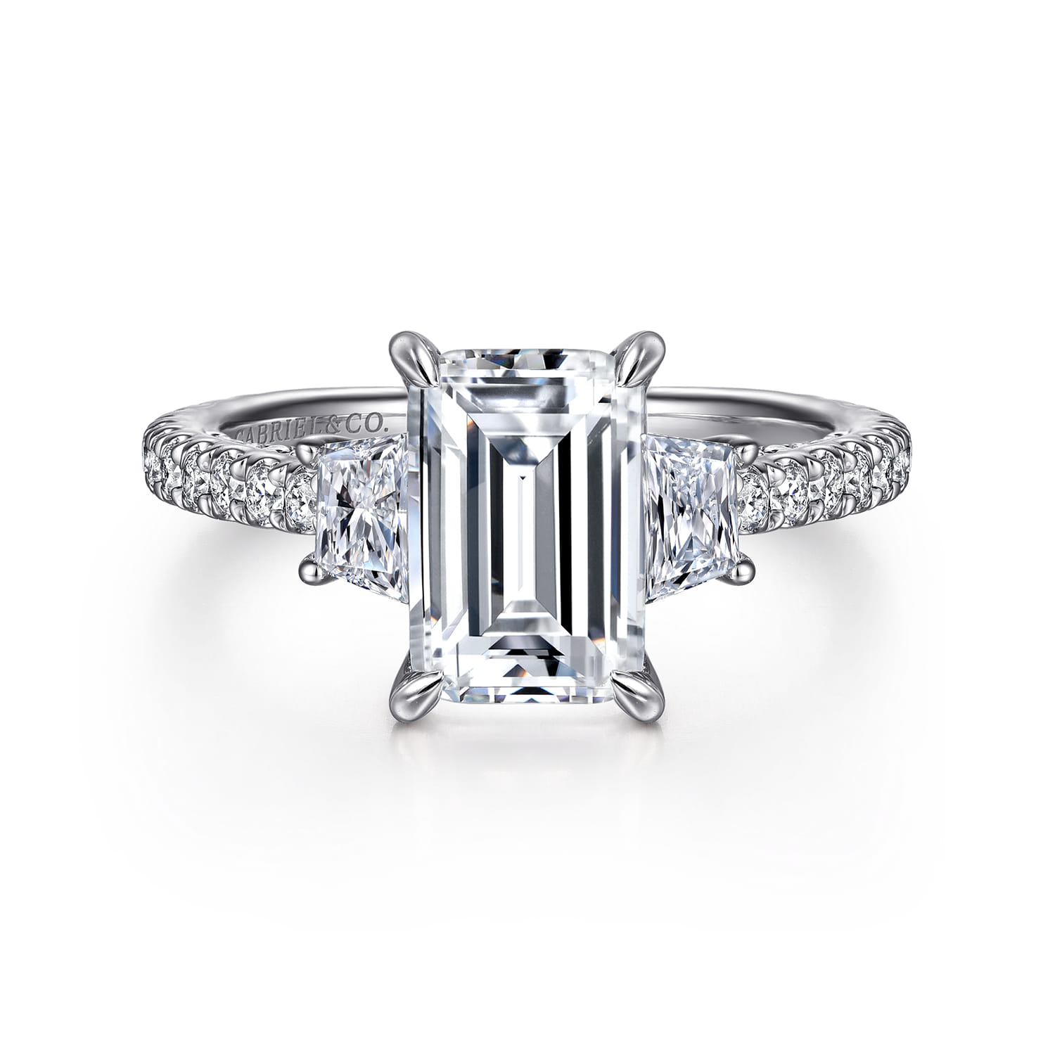Blanka - 14K White Gold Emerald Cut Diamond Engagement Ring