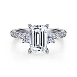 Blanka - 14K White Gold Emerald Cut Diamond Engagement Ring