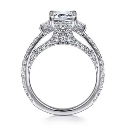 Blanka - 14K White Gold Emerald Cut Diamond Engagement Ring