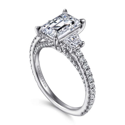 Blanka - 14K White Gold Emerald Cut Diamond Engagement Ring