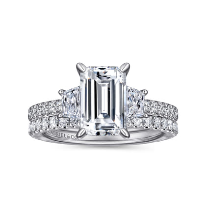 Blanka - 14K White Gold Emerald Cut Diamond Engagement Ring