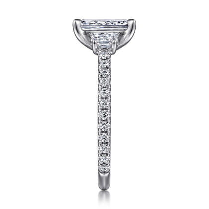 Blanka - 14K White Gold Emerald Cut Diamond Engagement Ring