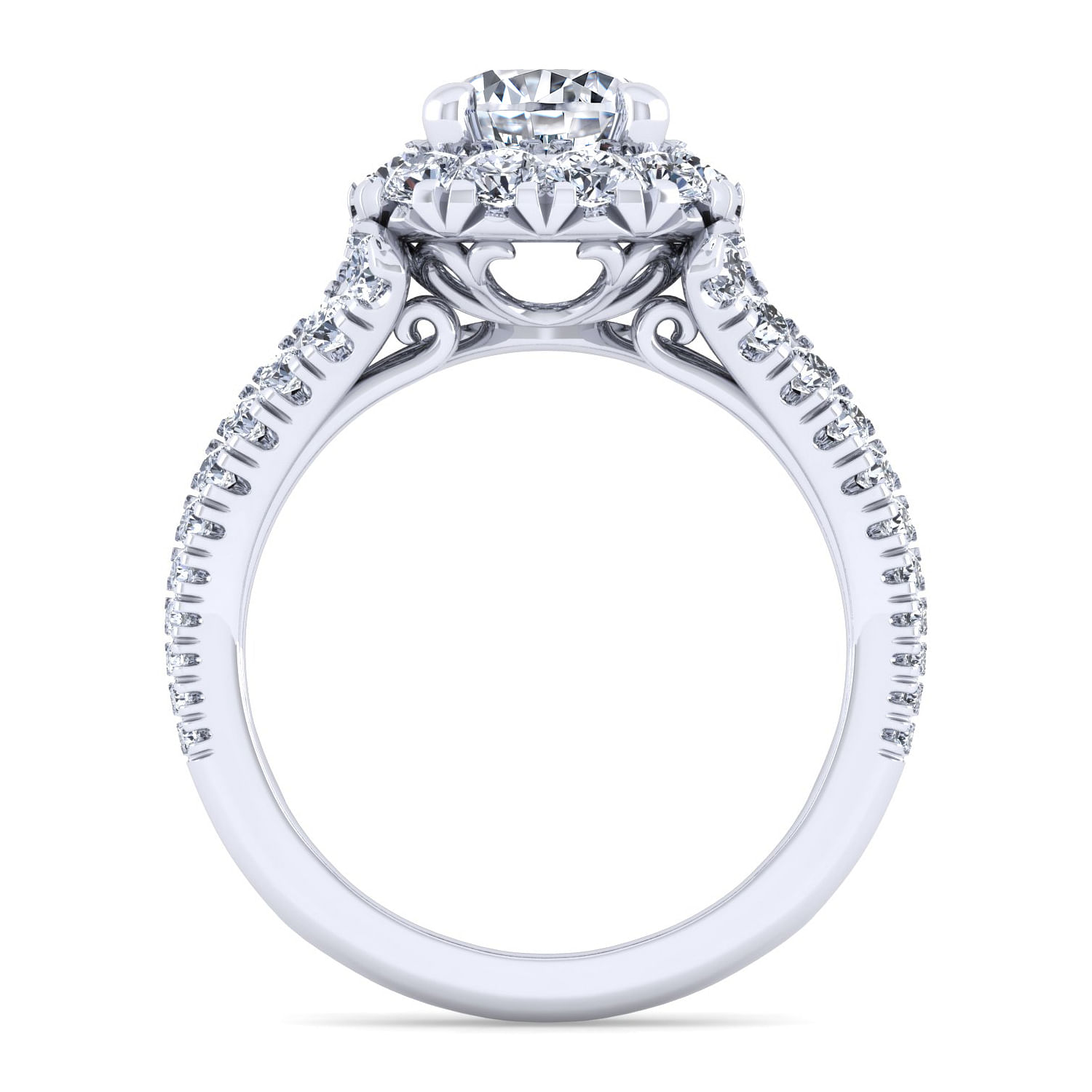 Bleecker - 14K White Gold Round Halo Diamond Engagement Ring - 1.15 ct - Shot 2