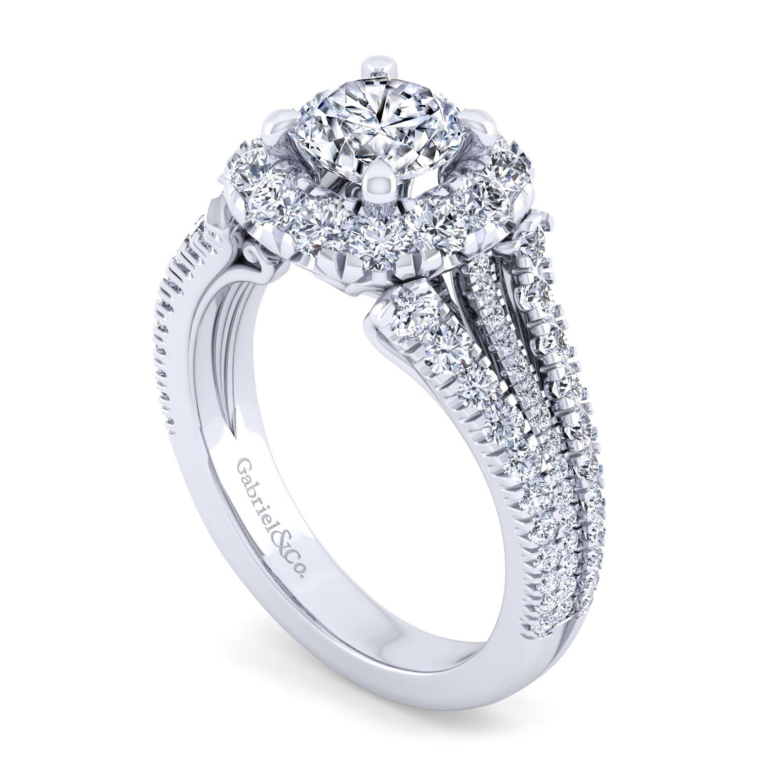 Bleecker - 14K White Gold Round Halo Diamond Engagement Ring - 1.15 ct - Shot 3