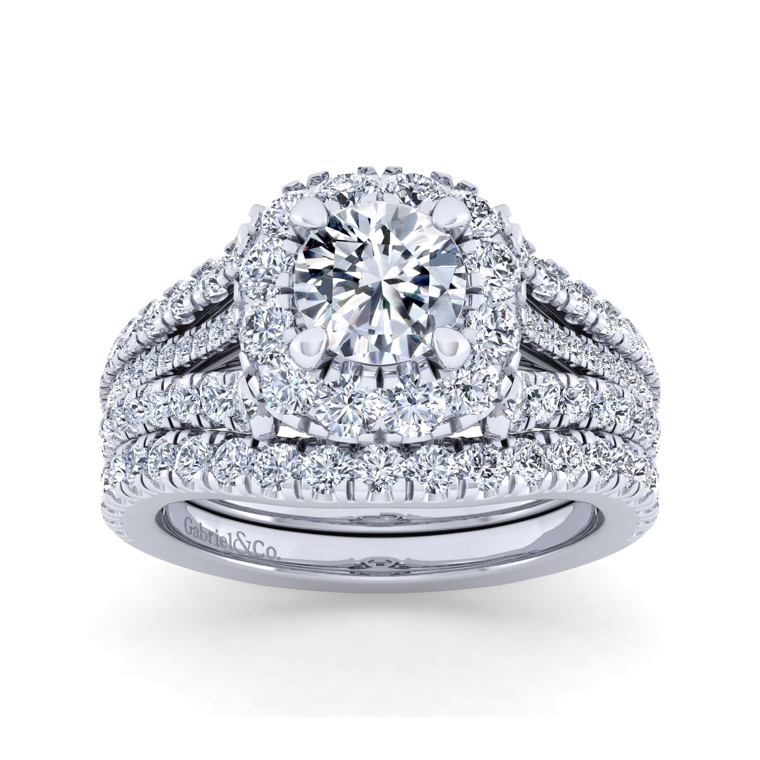 Bleecker - 14K White Gold Round Halo Diamond Engagement Ring - 1.15 ct - Shot 4