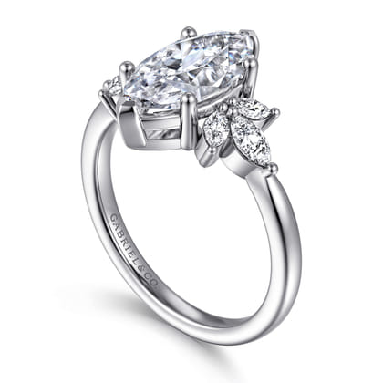 Bleine - 14K White Gold Marquise Shape Diamond Engagement Ring