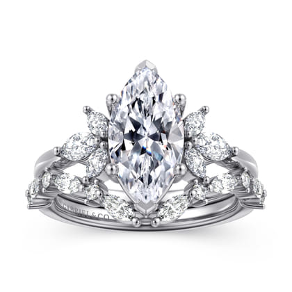 Bleine - 14K White Gold Marquise Shape Diamond Engagement Ring