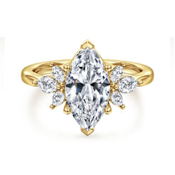14K Yellow Gold Marquise Shape Diamond Engagement Ring