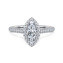 Blossom - 14K White Gold Marquise Shape Halo Diamond Engagement Ring