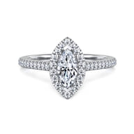 Blossom - 14K White Gold Marquise Shape Halo Diamond Engagement Ring