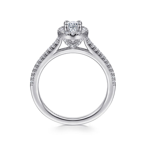 Blossom - 14K White Gold Oval Halo Diamond Engagement Ring - 0.28 ct - Shot 2