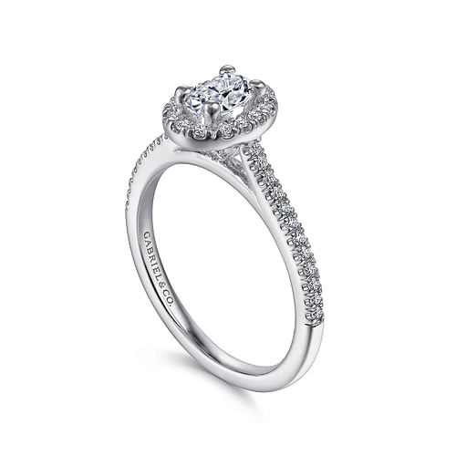 Blossom - 14K White Gold Oval Halo Diamond Engagement Ring - 0.28 ct - Shot 3