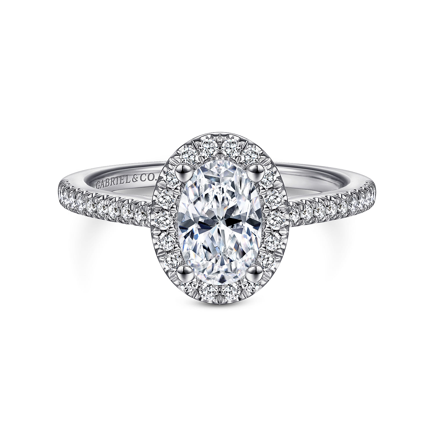Blossom - 14K White Gold Oval Halo Diamond Engagement Ring