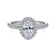 Blossom - 14K White Gold Oval Halo Diamond Engagement Ring