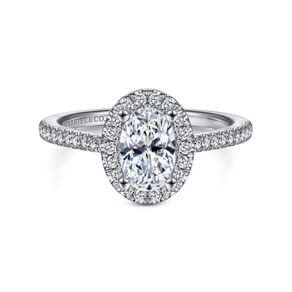 Blossom - 14K White Gold Oval Halo Diamond Engagement Ring