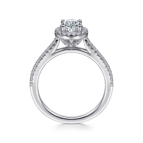 Blossom - 14K White Gold Oval Halo Diamond Engagement Ring - 0.3 ct - Shot 2
