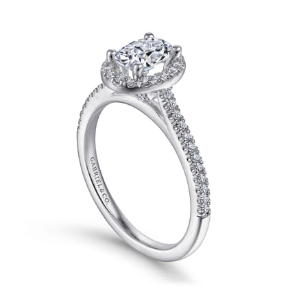 Blossom - 14K White Gold Oval Halo Diamond Engagement Ring