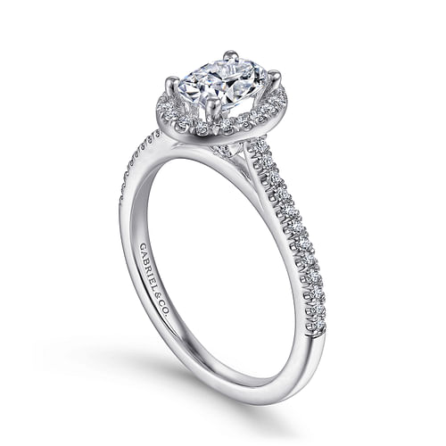Blossom - 14K White Gold Oval Halo Diamond Engagement Ring - 0.3 ct - Shot 3