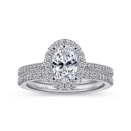 Blossom - 14K White Gold Oval Halo Diamond Engagement Ring