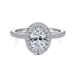 14K White Gold Oval Halo Diamond Engagement Ring