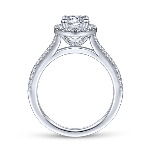 Blossom - 14K White Gold Oval Halo Diamond Engagement Ring - 0.31 ct - Shot 2
