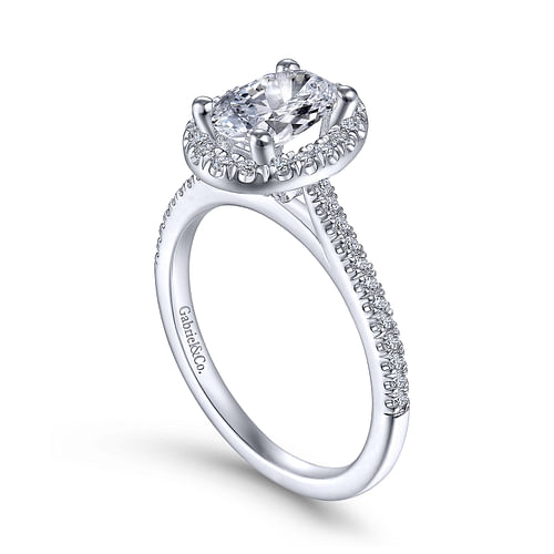 Blossom - 14K White Gold Oval Halo Diamond Engagement Ring - 0.31 ct - Shot 3