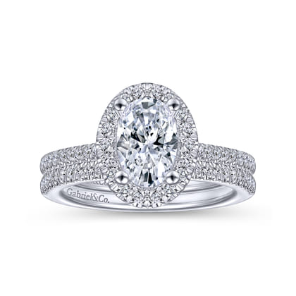 Blossom - 14K White Gold Oval Halo Diamond Engagement Ring