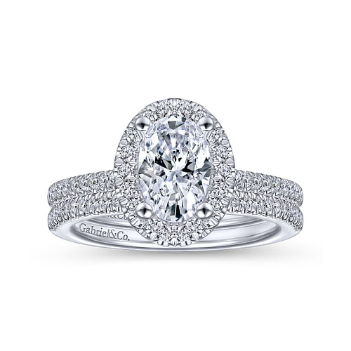 Blossom - 14K White Gold Oval Halo Diamond Engagement Ring - 0.31 ct - Shot 4