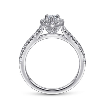 Blossom - 14K White Gold Pear Shape Halo Diamond Engagement Ring