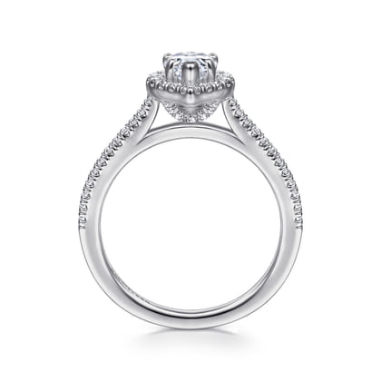 Blossom - 14K White Gold Pear Shape Halo Diamond Engagement Ring