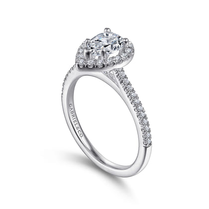 Blossom - 14K White Gold Pear Shape Halo Diamond Engagement Ring
